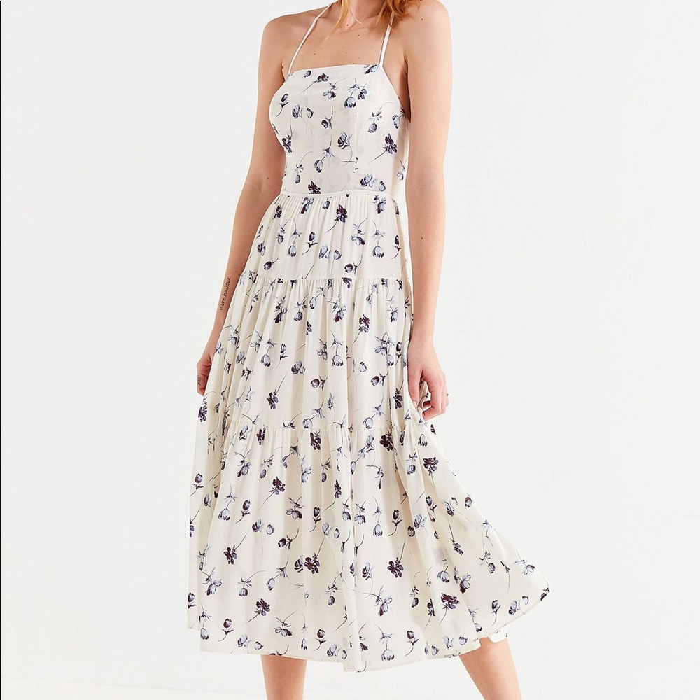 UO sparks fly tiered midi dress size M